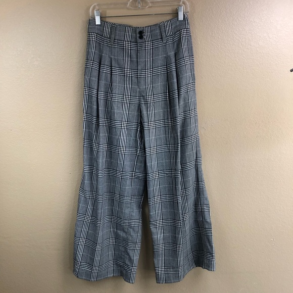 Madewell wide leg pleated high waisted plaid pants. - Picture 3 of 10